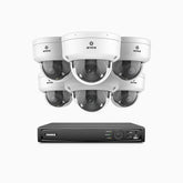 HZ804 - 4K 8 Channel 6 Cameras PoE Security System, 4X Optical Zoom, 2.8 - 12 MM Motorized Varifocal Lens, Smart Dual Light Night Vision, Motion Detection 2.0, Built-in Microphone, Siren & Strobe Alarm, Upgraded Version